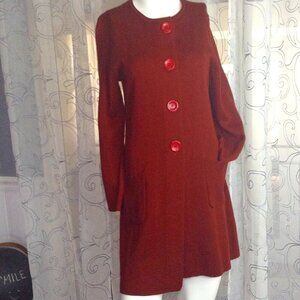 Kasper Sportswear "M" Duster, Wool/Acrylic Blend, Eclectic Granny, Cabincore,